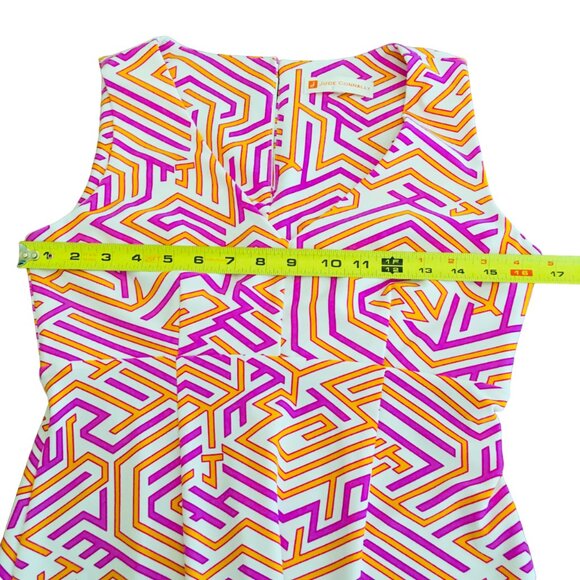 Jude Connally Dress White Pink Orange Stretch Sleeveless Geometric Women’s 2 XS - Picture 8 of 15